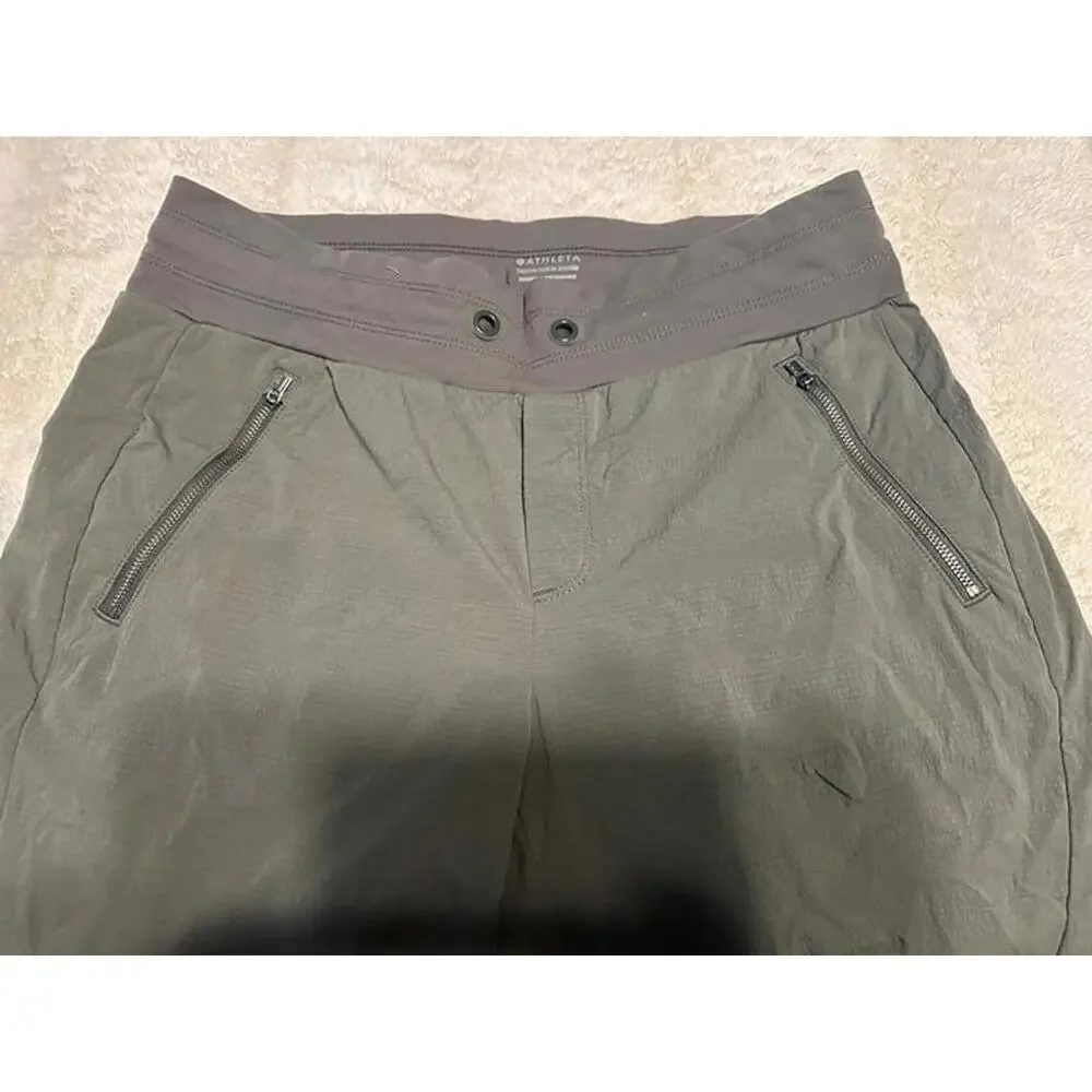 Athleta Trekkie North Jogger Pants Olive Green Size 10 Lightweight Hiking Travel